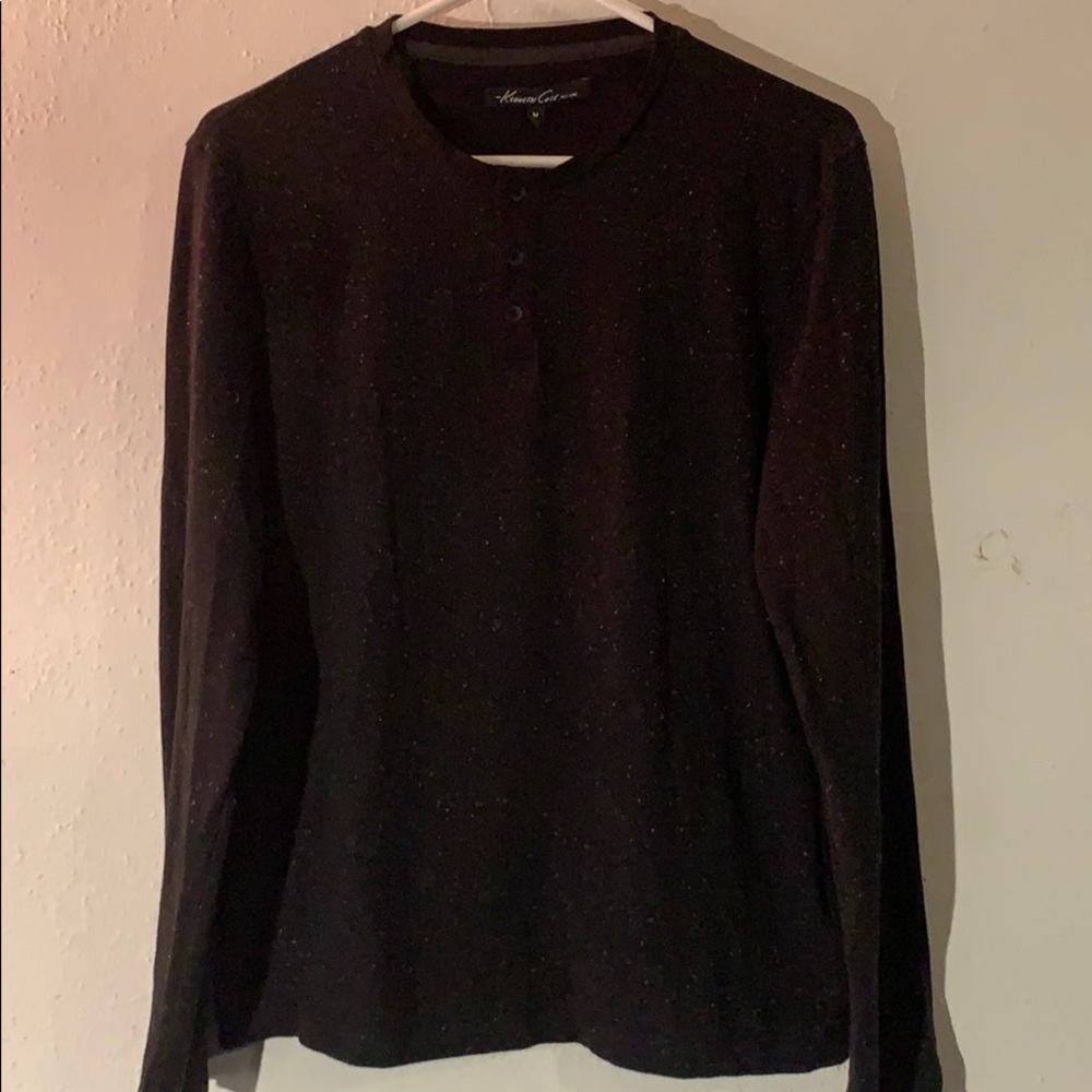 Kenneth Cole Black Cotton Shirt with white accents